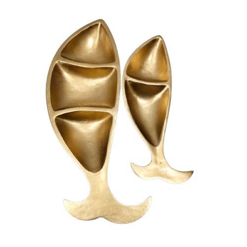 ALUMINIUM FISH SERVING TRAY (GOLD) 2 SIZE